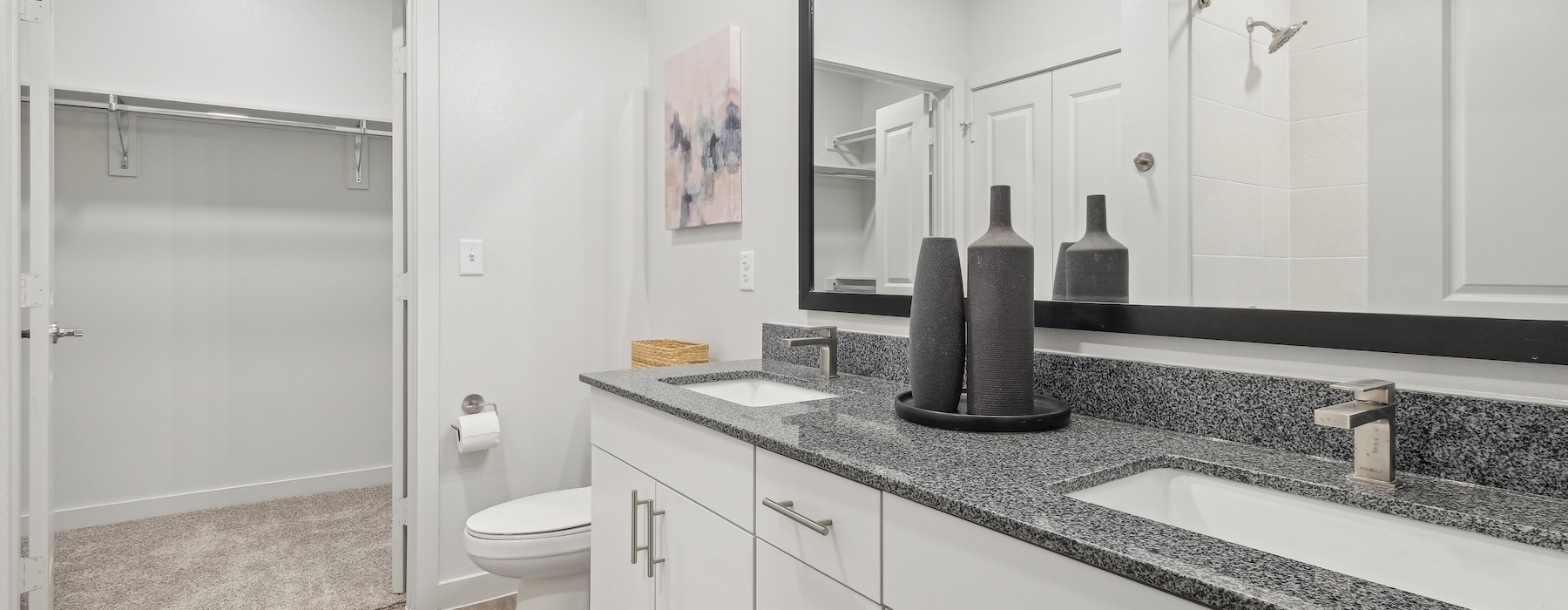 bathroom with modern finishes and ample counter-space