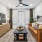 living area that includes ample seating spaces and bright lighting